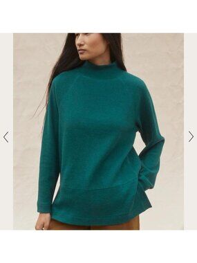 Poetry Women's US 14 Funnel Neck Tunic Top Green Blue Sweater Cotton